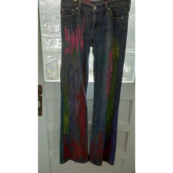 Adriano Goldschmied, AG The Angel boot cut, painted/distressed, USA, 27R, cotton - Picture 1 of 9